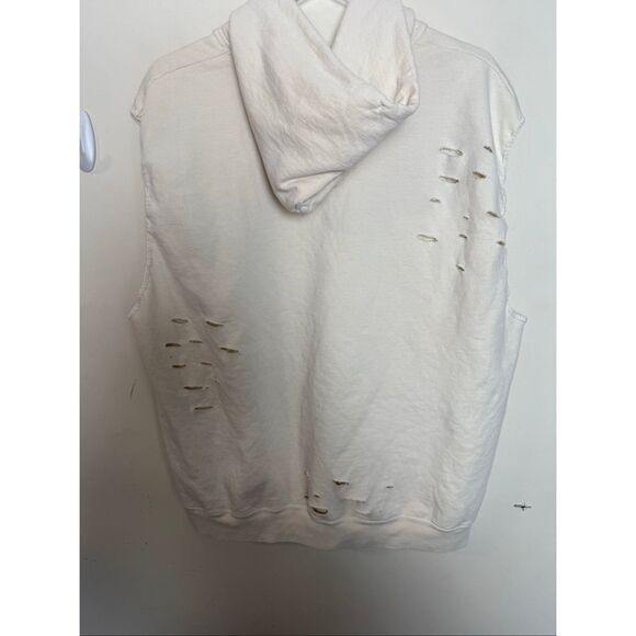 Free People x Tricia Fix Chenille Distressed Vintage Floral Hoodie Vest XL - Picture 4 of 4